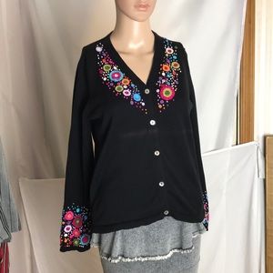 Mfaboston Embroidered Cardigan Sweater Size 8